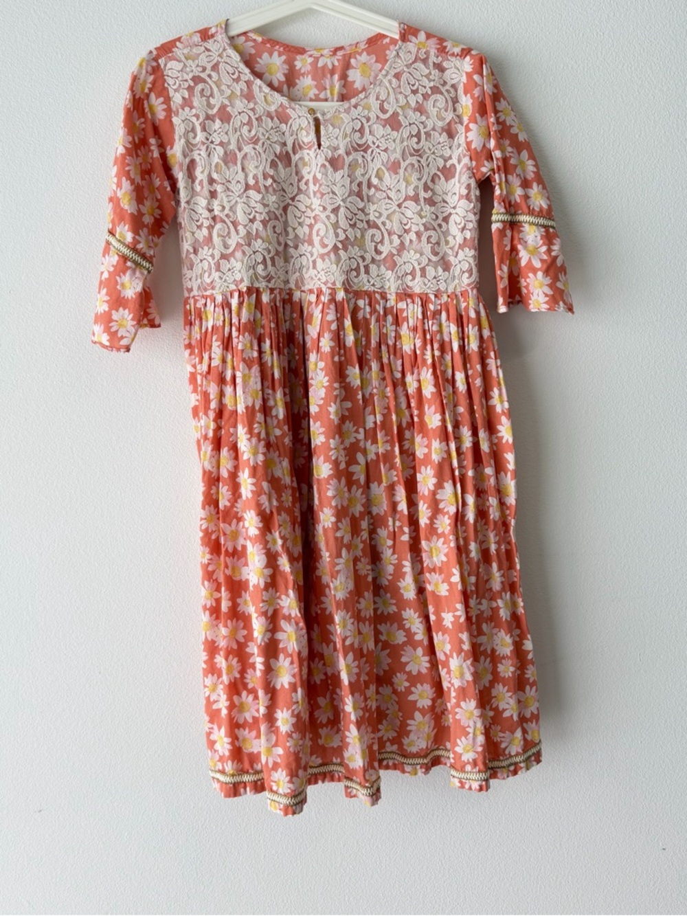 Floral Peach Kurta with Pants Girls sizing